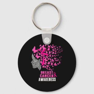 Cancer Awareness Butterfly Pink Ribbon Support Wom Key Ring