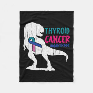 Cancer Awareness Cool T-rex Warrior Survivor Fight Fleece Blanket