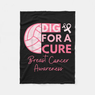 Cancer Awareness Dig For A Cure Volleyball Pink Ou Fleece Blanket