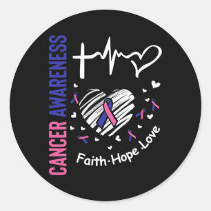 Cancer Awareness Faith Hope Love Classic Round Sticker