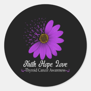 Cancer Awareness Faith Hope Love Purple Ribbon Classic Round Sticker