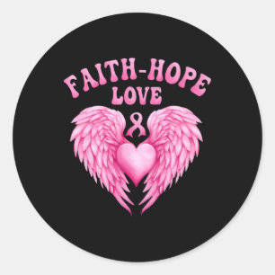 Cancer Awareness Faith-hope Ribbon Fight Heart Win Classic Round Sticker