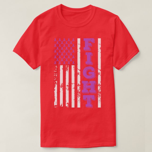 Cancer Awareness Fight American Flag 4th Of July H T-Shirt (Design Front)