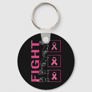 Cancer Awareness Fight Pink Ribbon Warrior Asl Dea Key Ring