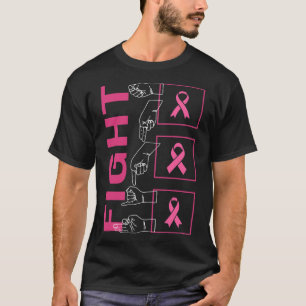 Cancer Awareness Fight Pink Ribbon Warrior Asl Dea T-Shirt