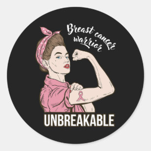 Cancer Awareness For Her Warrior Unbreakable Suppo Classic Round Sticker