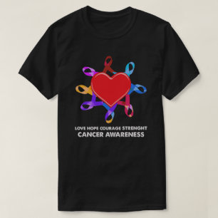 Cancer Awareness Heart Ribbon Love Hope Courage T-Shirt