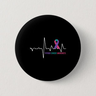 Cancer Awareness Heartbeat Ribbon 6 Cm Round Badge