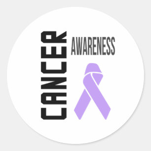 Cancer Awareness Lavender (all cancer) Ribbon Classic Round Sticker