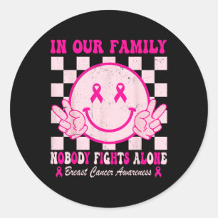 Cancer Awareness Month Groovy Pink Design For Wome Classic Round Sticker