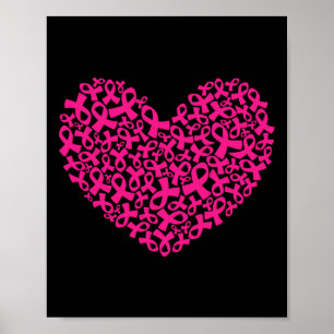 Cancer Awareness Month Ribbon Heart Women Men  Poster