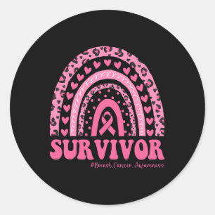 Cancer Awareness Pink Rainbow Breast Cancer Surviv Classic Round Sticker