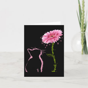 Cancer Awareness Pink Ribbon Daisy Flower Cat Love Card