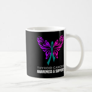 Cancer Awareness Pink Teal Blue Ribbon Butterfly Coffee Mug