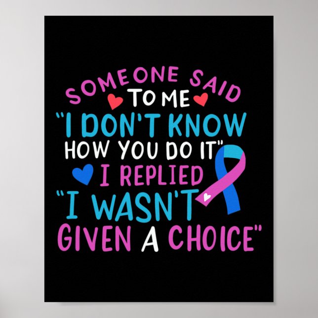 Cancer Awareness Ribbon Blue Pink Teal Fighter Che Poster (Front)