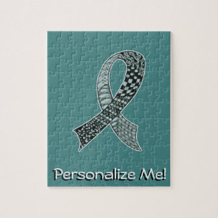 Cancer Awareness Ribbon Custom Colour Jigsaw Puzzle
