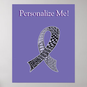Cancer Awareness Ribbon Custom Colour Poster