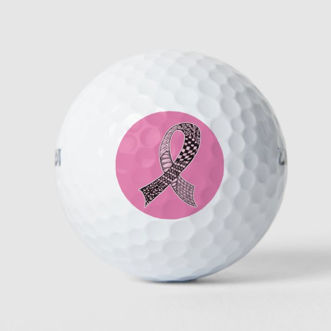 Cancer Awareness Ribbon Custom Colours Golf Balls (Front)