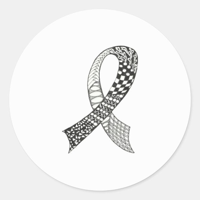 Cancer Awareness Ribbon In Any Colour Classic Round Sticker (Front)