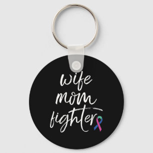 Cancer Awareness Ribbon Wife Mum Fighter Key Ring