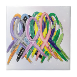 Cancer Awareness Ribbons Tile