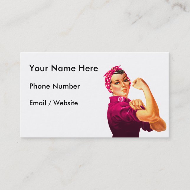 Cancer Awareness Rosie The Riveter Business Card (Front)
