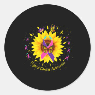 Cancer Awareness Sunflower Butterfly Gift Survivor Classic Round Sticker