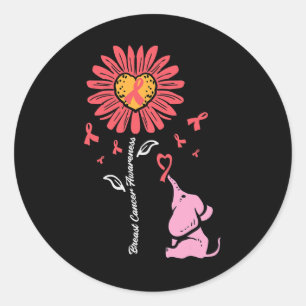 Cancer Awareness Sunflower Elephant Girl Kids Todd Classic Round Sticker