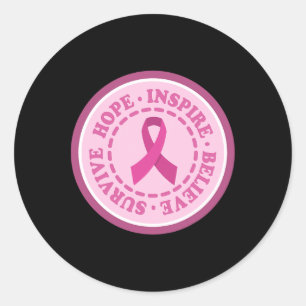 Cancer Awareness Survive Hope Inspire Believe Classic Round Sticker