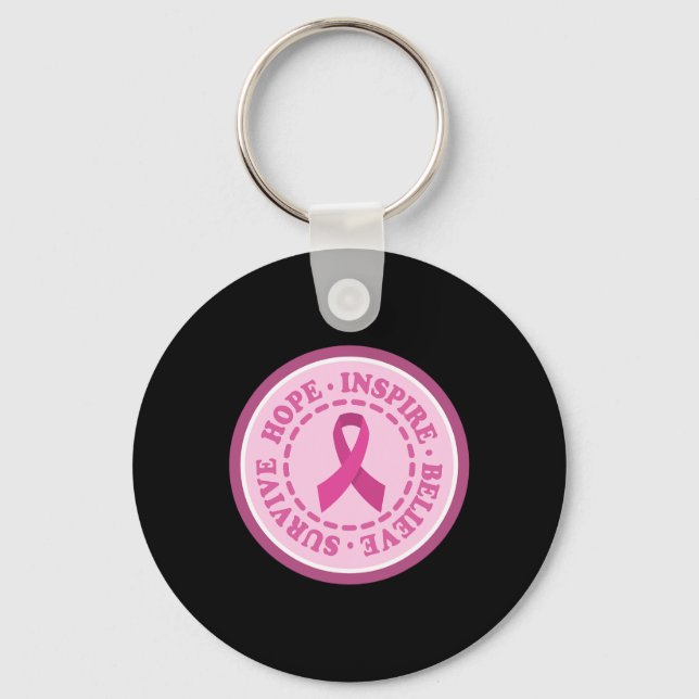 Cancer Awareness Survive Hope Inspire Believe  Key Ring (Front)