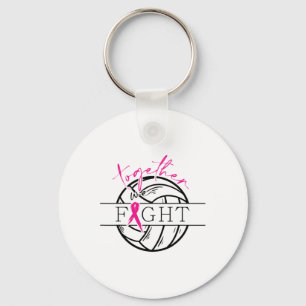 Cancer Awareness Together We Fight Volleyball Pink Key Ring