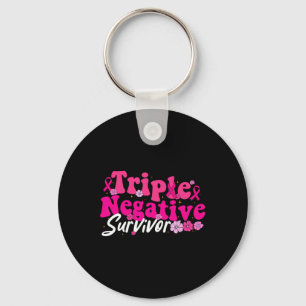 Cancer Awareness Triple Negative Survivor Flowers  Key Ring