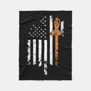 Cancer Awareness Vintage Us American Flag Fleece Blanket
