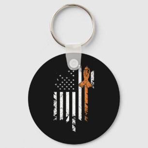 Cancer Awareness Vintage Us American Flag Key Ring