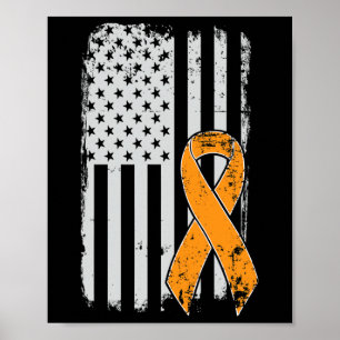 Cancer Awareness - Vintage Us American Flag Poster