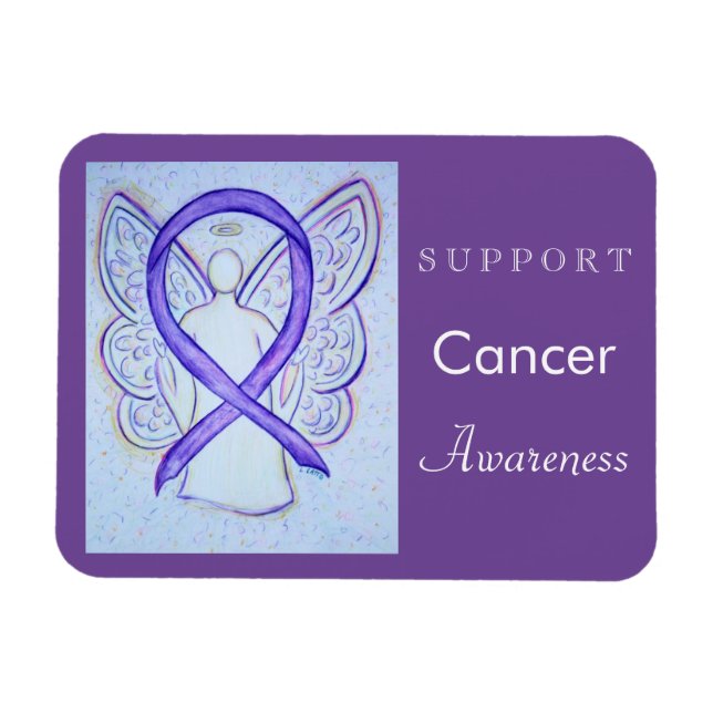 Cancer Awareness Violet Ribbon Angel Custom Magnet (Horizontal)