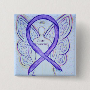 Cancer Awareness Violet Ribbon Angel Custom Pins