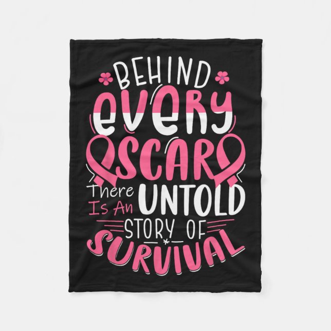 Cancer Awareness Warrior Pink Ribbon Breast Cancer Fleece Blanket (Front)