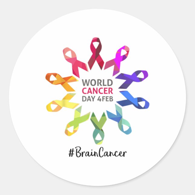 Cancer Awareness World Cancer Day Brain Cancer War Classic Round Sticker (Front)