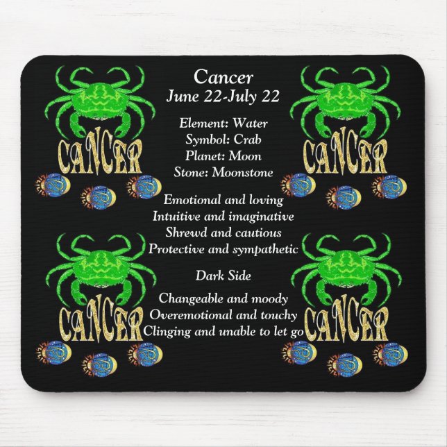 Cancer Birth Sign Zodiac Mouse Pad (Front)