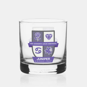 Cancer Birthday Crest™ for June 22-30 Whiskey Glass