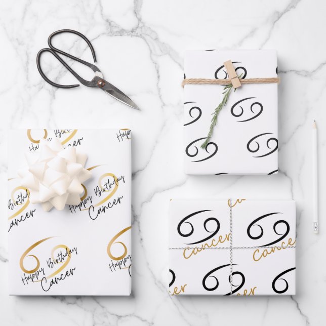 Cancer Birthday Wrapping Paper Sheet (Front)