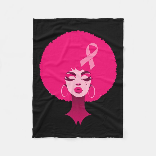 Cancer Black African American Women Support Pink 3 Fleece Blanket (Front)