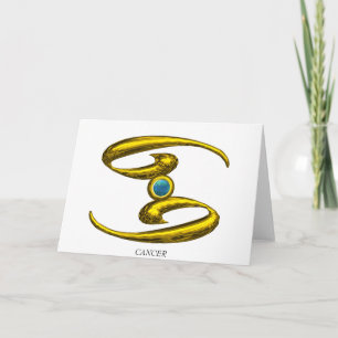 CANCER Blue Opal & Gold  Zodiac Birthday Card