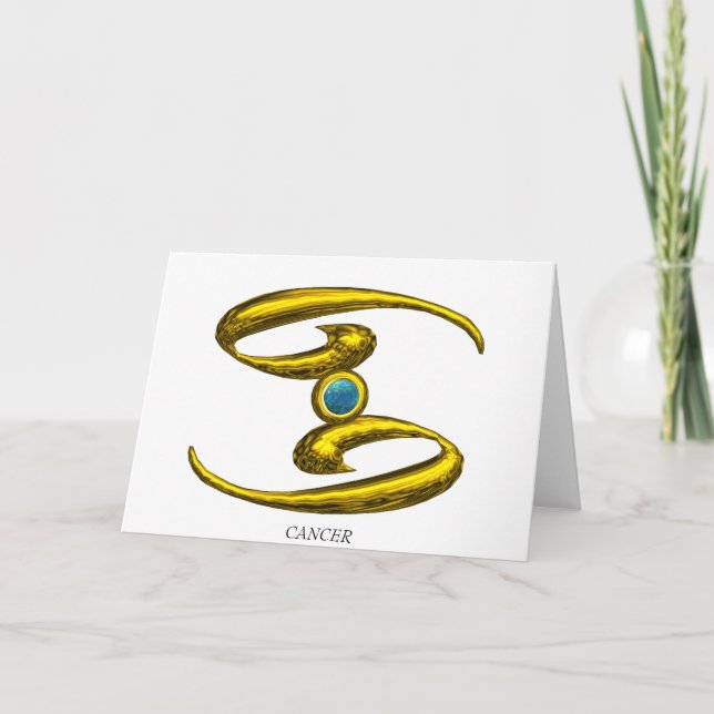 CANCER Blue Opal & Gold  Zodiac Birthday Card (Front)