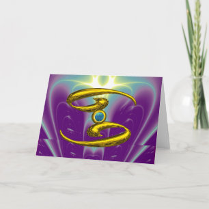 CANCER Blue Opal & Gold Zodiac Birthday Card