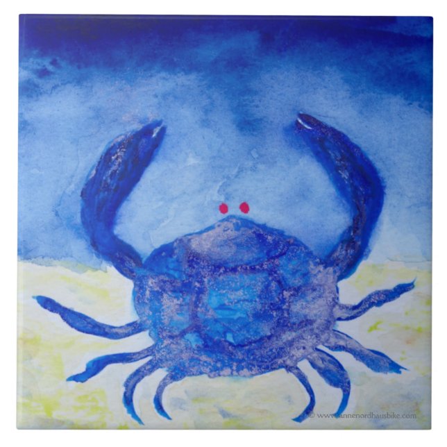 Cancer Blue Zodiac Symbol Ceramic Tile (Front)