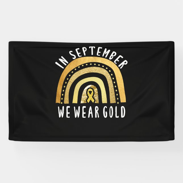 Cancer Boho Rainbow In September We Wear Gold Banner (Horizontal)