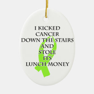 Cancer Bully (Lime Green Ribbon) Ceramic Tree Decoration