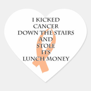 Cancer Bully (Peach Ribbon) Heart Sticker